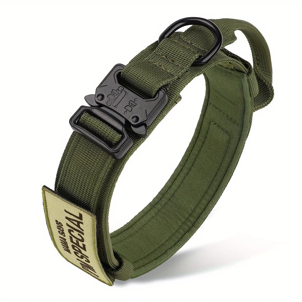 Colliers tactiques robustes pour chiens, avec poignée. Collier militaire avec Patch personnalisable. Pour l'entraînement en plein air et la marche. Chiens moyens et grands, diverses couleurs