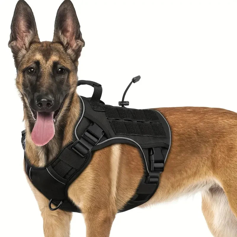 Harnais tactique réglable sans traction pour chien avec poignée résistante, réfléchissant, pour grands chiens, diverses couleurs