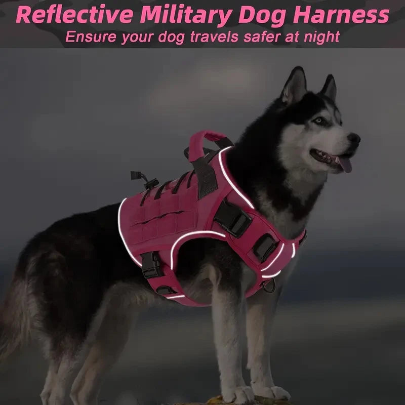 Harnais tactique réglable sans traction pour chien avec poignée résistante, réfléchissant, pour grands chiens, diverses couleurs