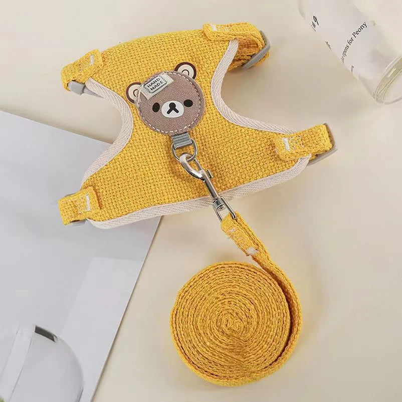 Harnais ourson pour chien avec laisse assortie, pour petits et moyens chiens, diverses couleurs