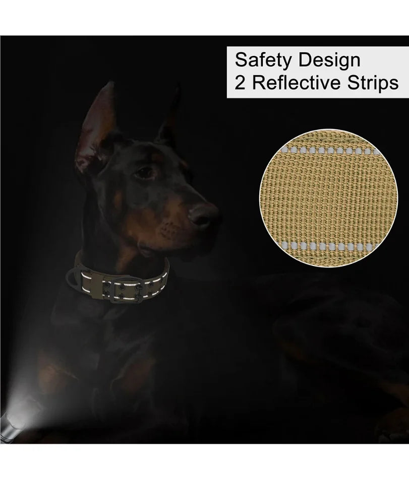 Collier tactique militaire pour chien, collier d'entraînement large en nylon avec poignée solide, pour chiens de taille moyenne et grande, diverses couleurs