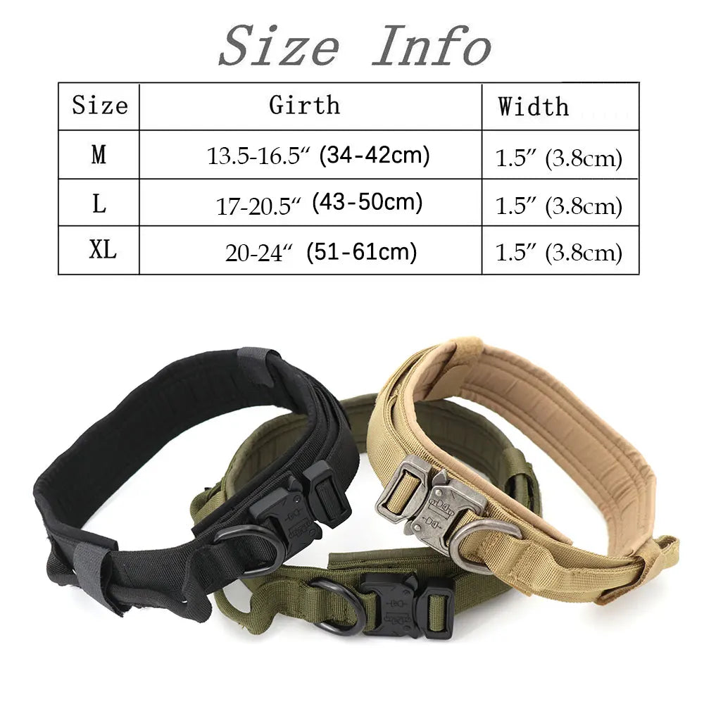 Colliers tactiques robustes pour chiens, avec poignée. Collier militaire avec Patch personnalisable. Pour l'entraînement en plein air et la marche. Chiens moyens et grands, diverses couleurs