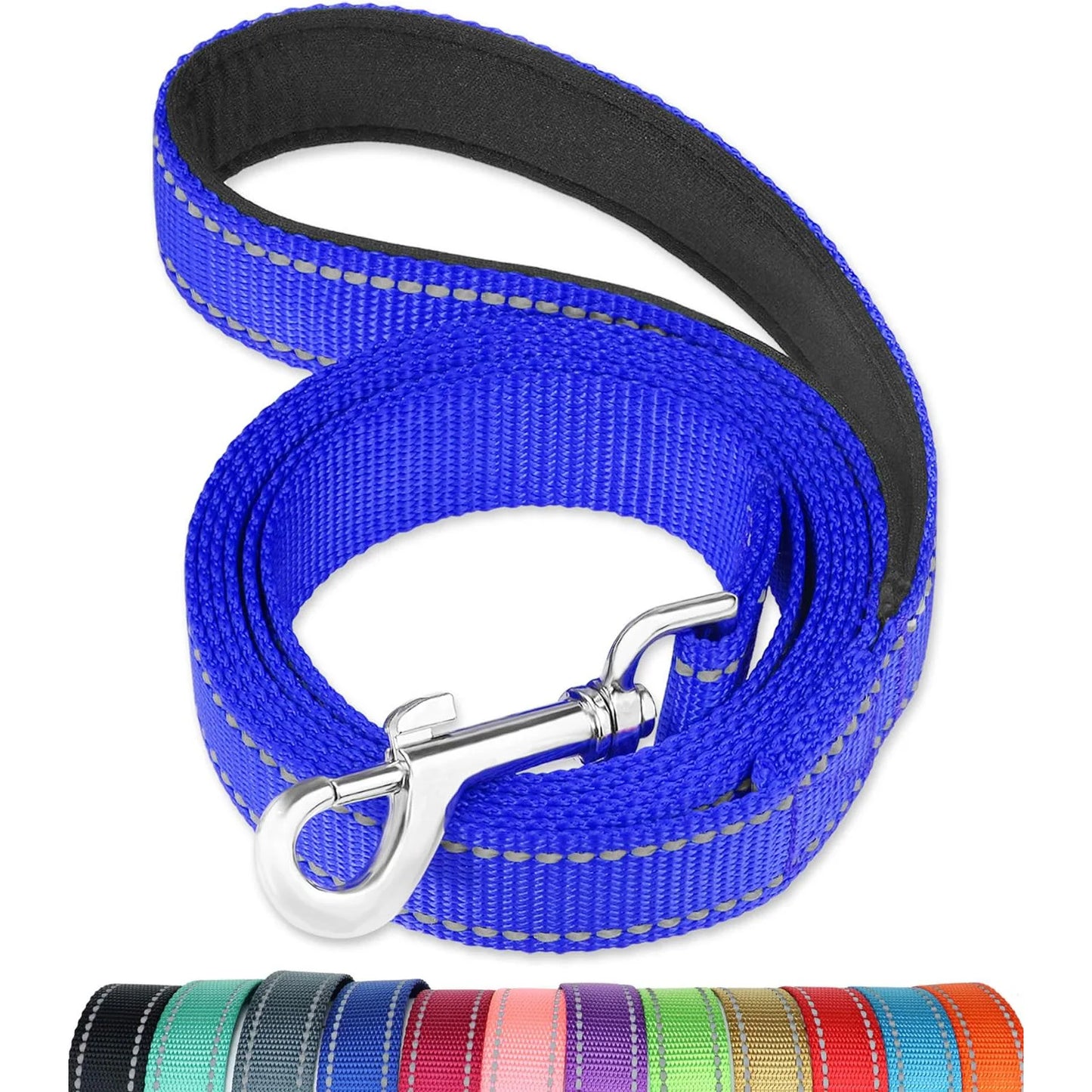 Laisse réfléchissante pour chien – Poignée rembourrée douce et confortable, idéale pour entrainements ou promenades avec votre chien, diverses couleurs