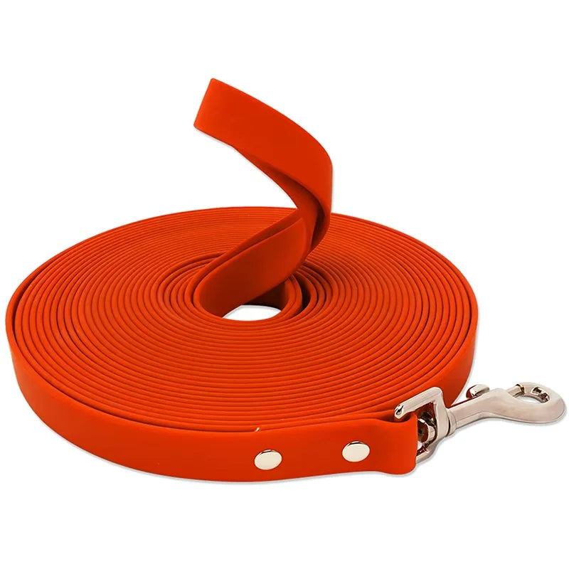 Longue laisse imperméable en pvc pour chien, facile à nettoyer, disponible en 3m, 5m, 10m, 15m pour la marche ou l'entrainement, diverses couleurs