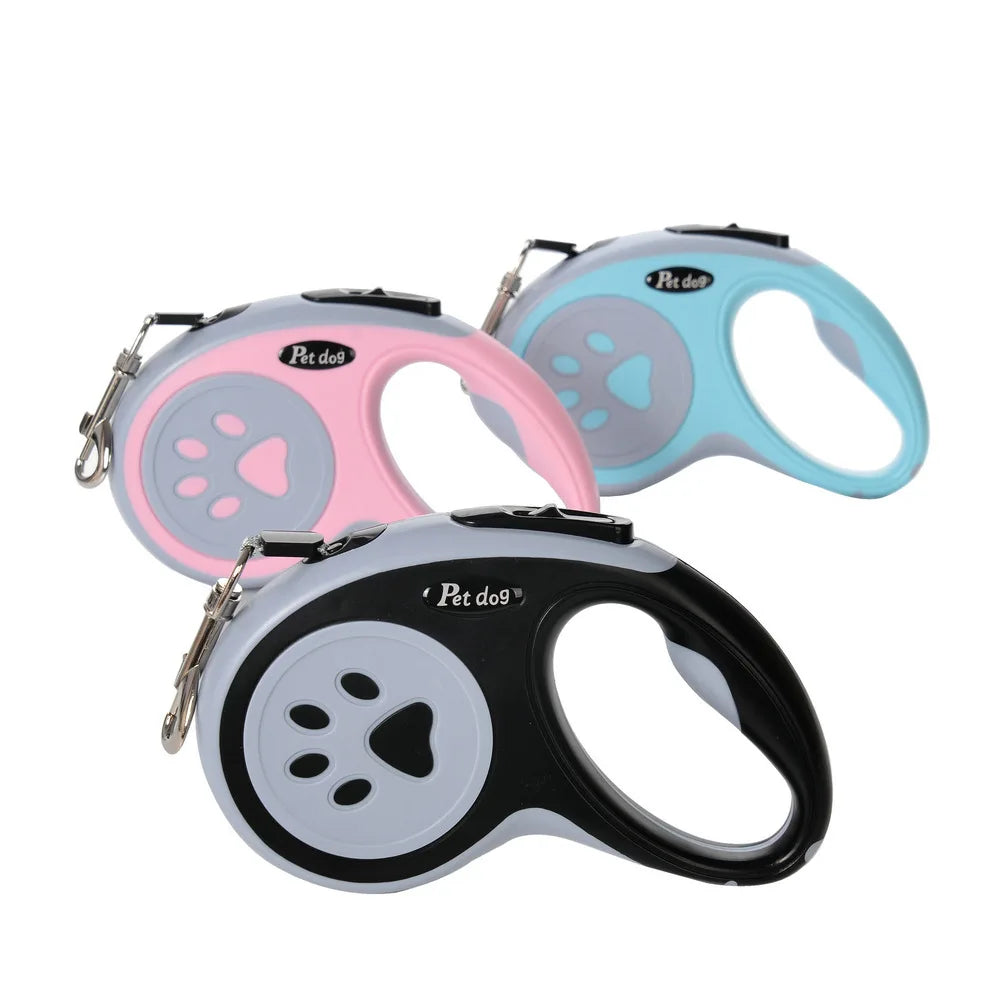 Laisse rétractable automatique pour chiens, avec motif de patte, diverses couleurs