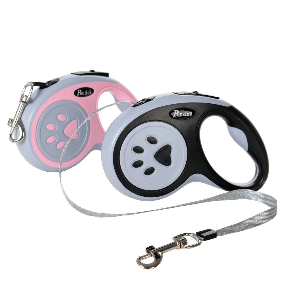 Laisse rétractable automatique pour chiens, avec motif de patte, diverses couleurs