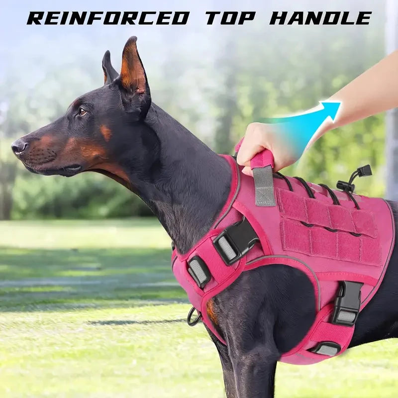 Harnais tactique réglable sans traction pour chien avec poignée résistante, réfléchissant, pour grands chiens, diverses couleurs
