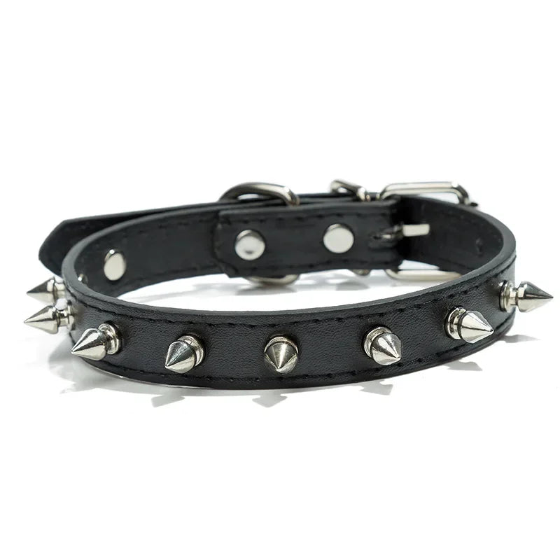 Collier en cuir pour chien et chat, clouté à pointes. Pour petits, moyens et grands chiens, diverses couleurs