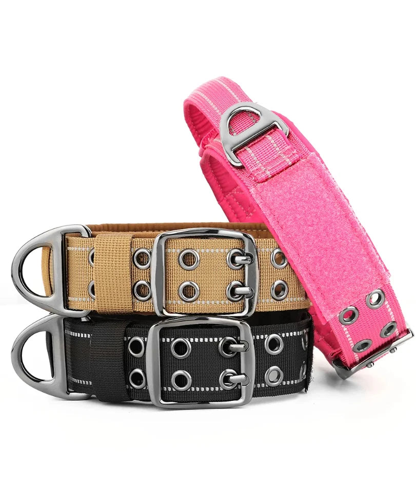 Collier tactique militaire pour chien, collier d'entraînement large en nylon avec poignée solide, pour chiens de taille moyenne et grande, diverses couleurs
