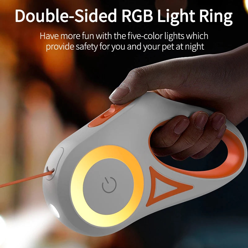 Laisse de 3m rétractable pour chien, lumière LED intégrée, diverses couleurs