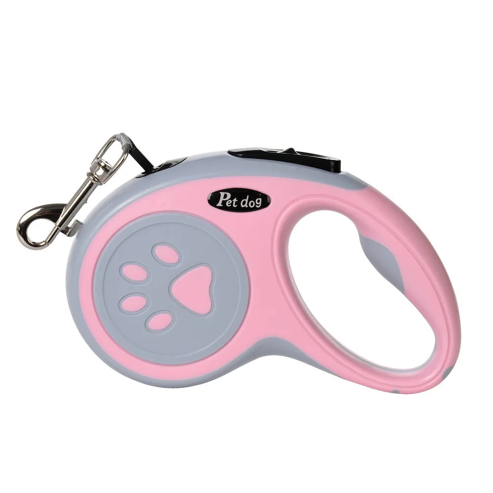 Laisse rétractable automatique pour chiens, avec motif de patte, diverses couleurs