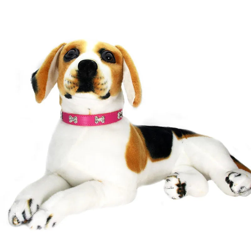 Collier en cuir avec rivets en forme d'os. Collier pour chien de petite, moyenne et grande taille, diverses couleurs