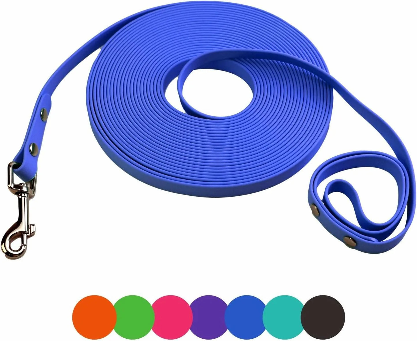 Longue laisse imperméable en pvc pour chien, facile à nettoyer, disponible en 3m, 5m, 10m, 15m pour la marche ou l'entrainement, diverses couleurs