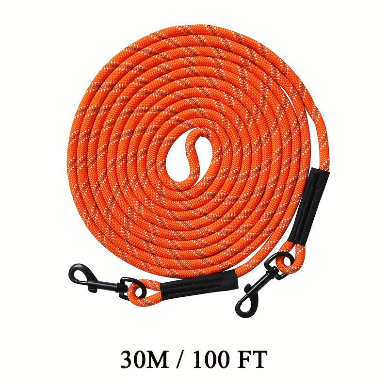 Laisse d'entraînement pour chien de 20 m et 30 m, deux crochets pivotants à 360°, adaptée à l'entraînement au rappel, au camping, à la promenade dans le jardin, etc., matériau en polypropylène, pour chiens de toutes tailles, diverses couleurs