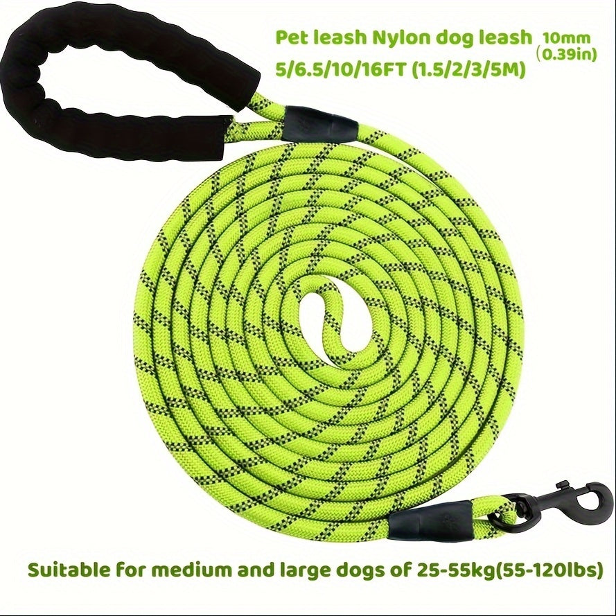 Laisse en nylon pour chien allongée et réfléchissante, corde ronde, corde de traction, diverses couleurs