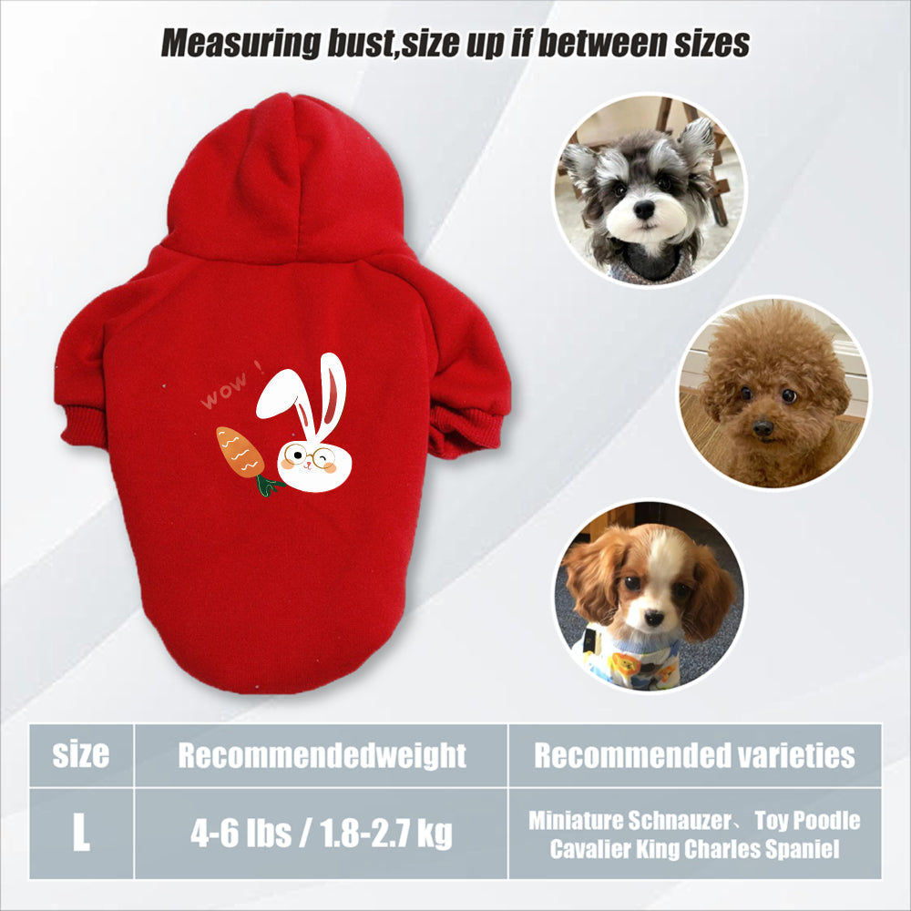 Sweat à capuche pour chien, avec imprimé lapin blanc et carotte mignon, diverses couleurs