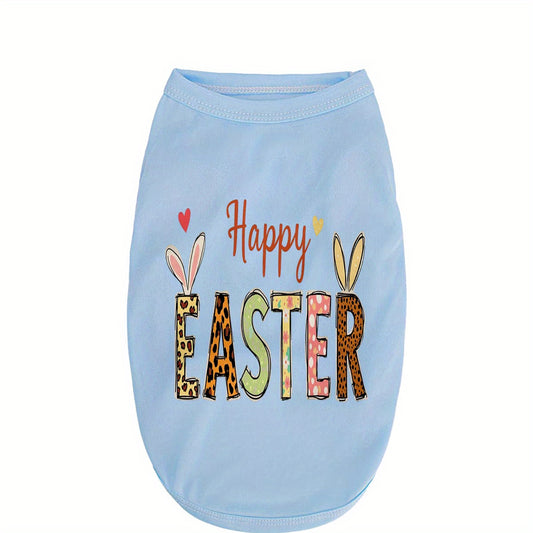 Gilet de Pâques pour chiens et chats - Chemise sans manches 100 % polyester respirante avec imprimé « Joyeuses Pâques », confortable en toutes saisons, lavable à la main uniquement, diverses couleurs