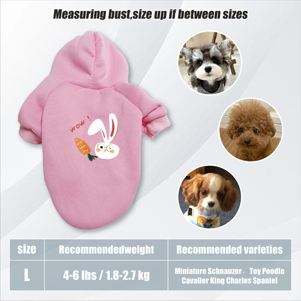 Sweat à capuche pour chien, avec imprimé lapin blanc et carotte mignon, diverses couleurs
