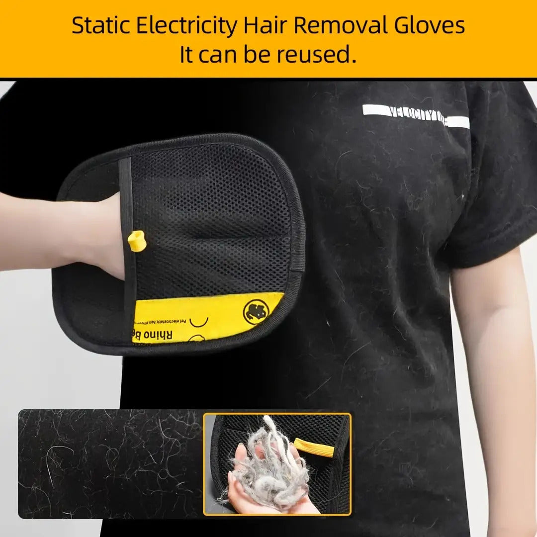 Gant amélioré pour éliminer les poils de chiens et chat sur toutes surfaces, noir
