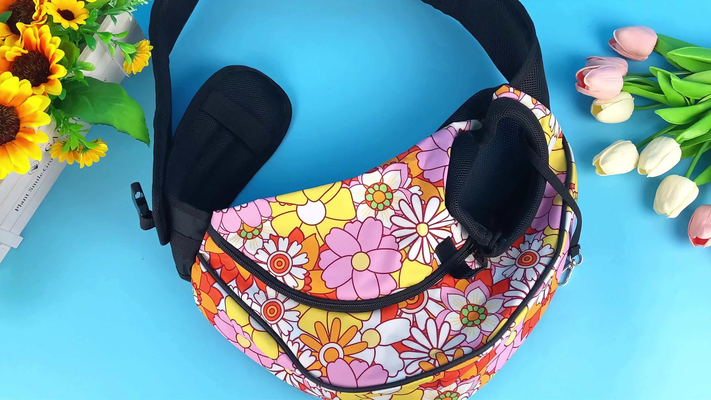Sac en bandoulière pour transport de chiot et de petit chien, divers motif imprimés