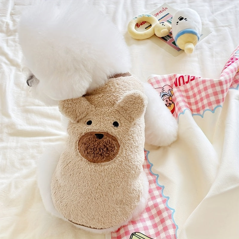 Pull pour chien avec tête d'ourson et petites oreilles, pull mignon, tout doux et bien chaud, 2 couleurs