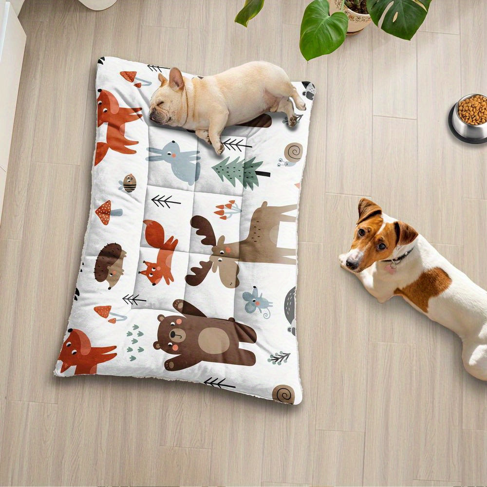 Tapis confortable pour chien et chat avec imprimés numériques sur le thème des animaux, lavable en machine, fabriqué en polyester épais, doux et respirant.