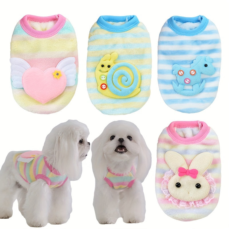Gilet douillet en polaire pour chien avec jolis motifs d'animaux : lapin, escargot, grenouille, poney, etc - idéal pour les petites races - lavable à la main uniquement