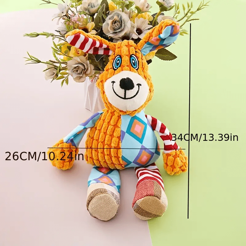 Peluche pour chien, patchwork de couleur, résistant aux morsures, peluche de chien et d'éléphant qui couine