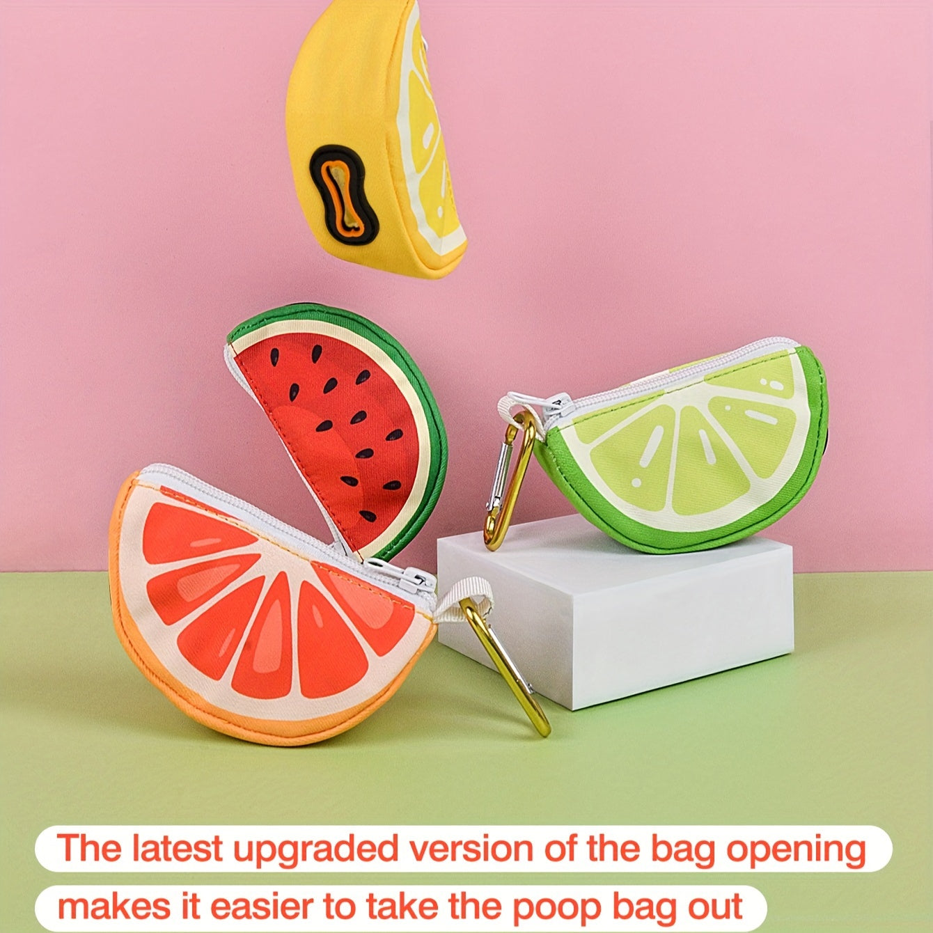 Distributeur de sacs pour crottes de chien en forme de fruit, divers modèles