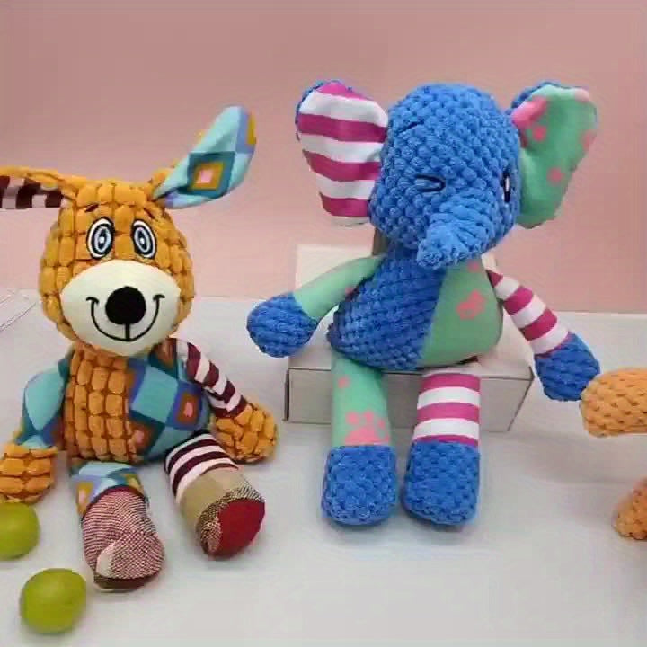 Peluche pour chien, patchwork de couleur, résistant aux morsures, peluche de chien et d'éléphant qui couine