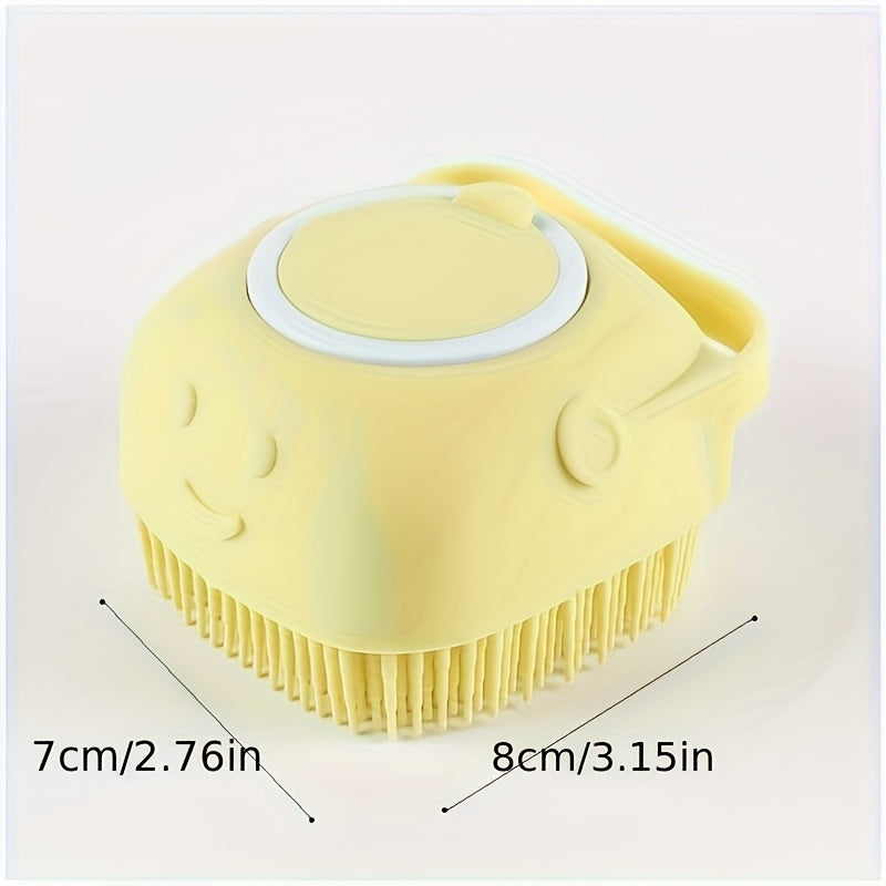 Brosse de toilettage 2 en 1 en silicone avec compartiment pour shampoing, poignée ergonomique, différentes couleurs