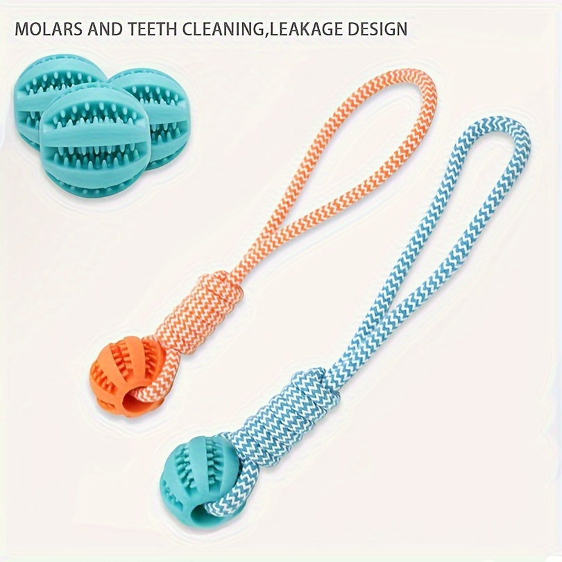 Multi-Functional Pet Toy - Interactive Cotton Rope Molar Teeth Cleaner, Food Dispenser, and Training Play Toy for Puppies and Small Dogs - Durable, Washable, and Fun
