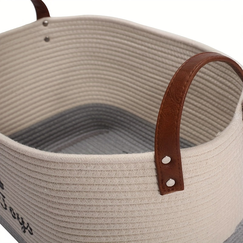 Grand panier de rangement pour jouets pour chiens - 41,91 cm x 26,92 cm x 19,05 cm, beige