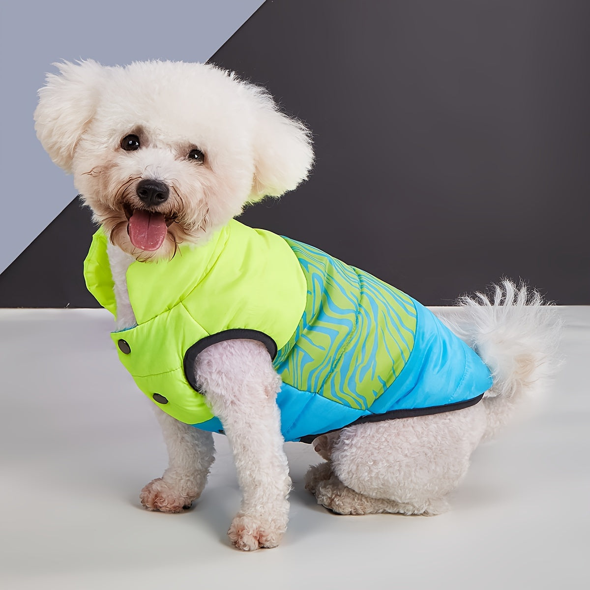 Manteau d'hiver rembourré, patchwork tricolore, pour chiens, diverses couleurs et divers motifs