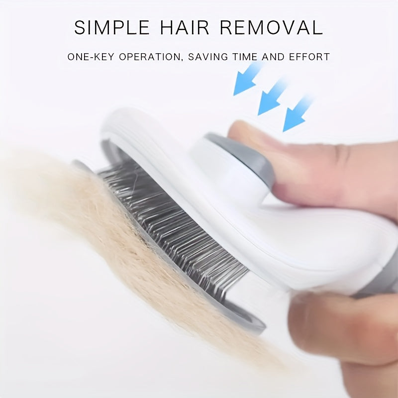 Brosse de toilettage pour chien, chat et lapins, conçue pour éliminer les poils morts. Elle est dotée d'un mécanisme autonettoyant adapté aux animaux à poils longs et à poils courts, diverses couleurs