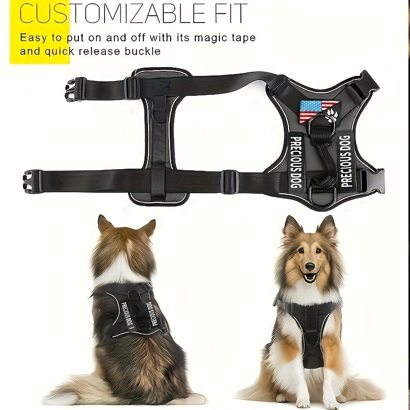 Harnais réfléchissant pour chien, avec 5 patchs, réglable en oxford doux, couche intérieure en maille, facile à contrôler pour les chiens de petite, moyenne et grande taille, boucle aléatoire.