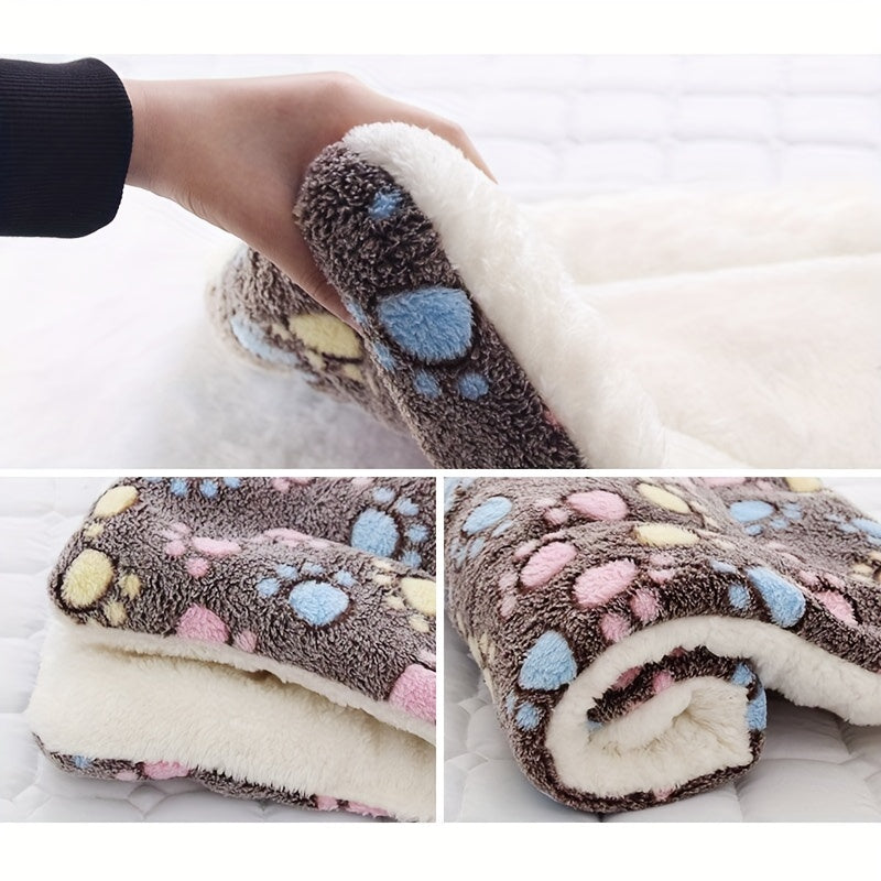 Tapis épais pour chien, moelleux et bien chaud, motif imprimé de pattes