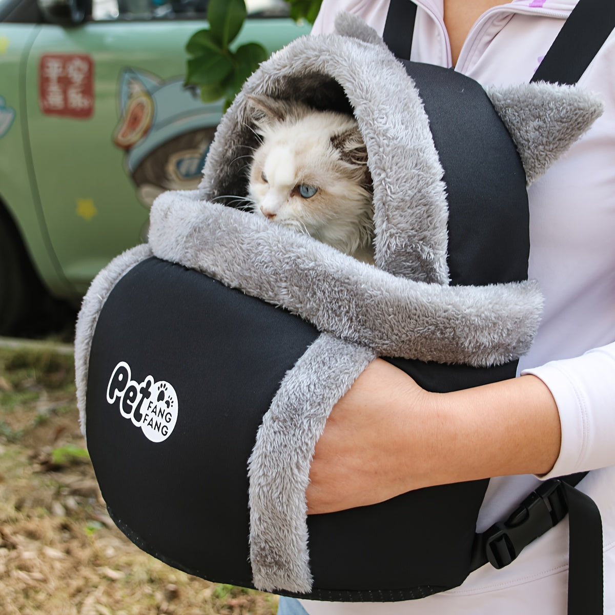 Sac de transport pour chat et petit chien, grande capacité pour rester au chaud en hiver, avec un harnais de sécurité, doux et respirant, design mignon, diverses couleurs