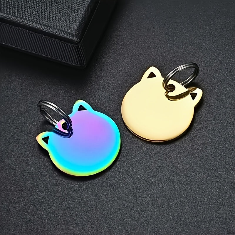 Médaille d'identification personnalisée pour chat, personnalisation gratuite. En forme de tête de chat, diverses couleurs