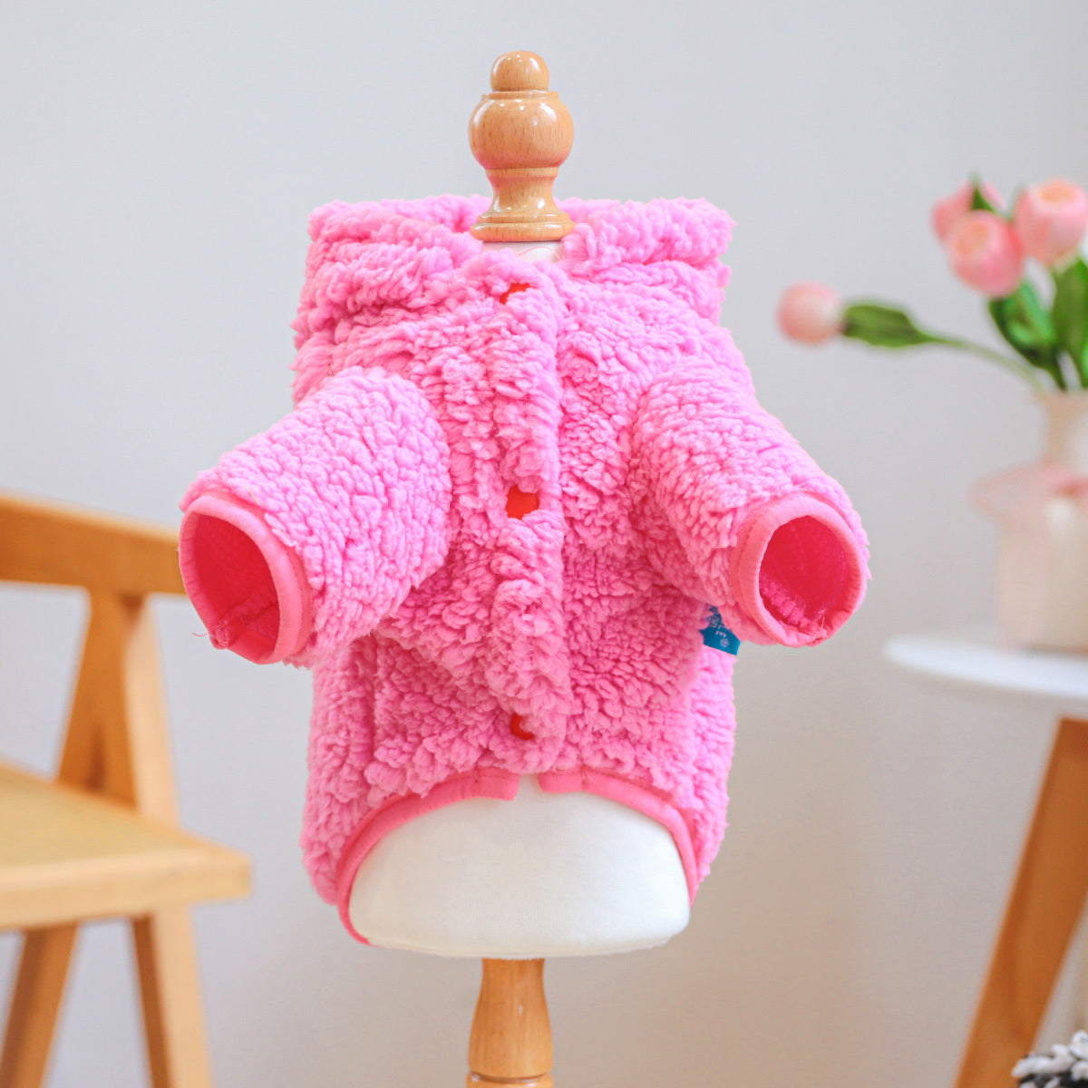 Sweat à capuche épais doublé en peluche rose en forme de petit dinosaure, pour chiens de petites tailles