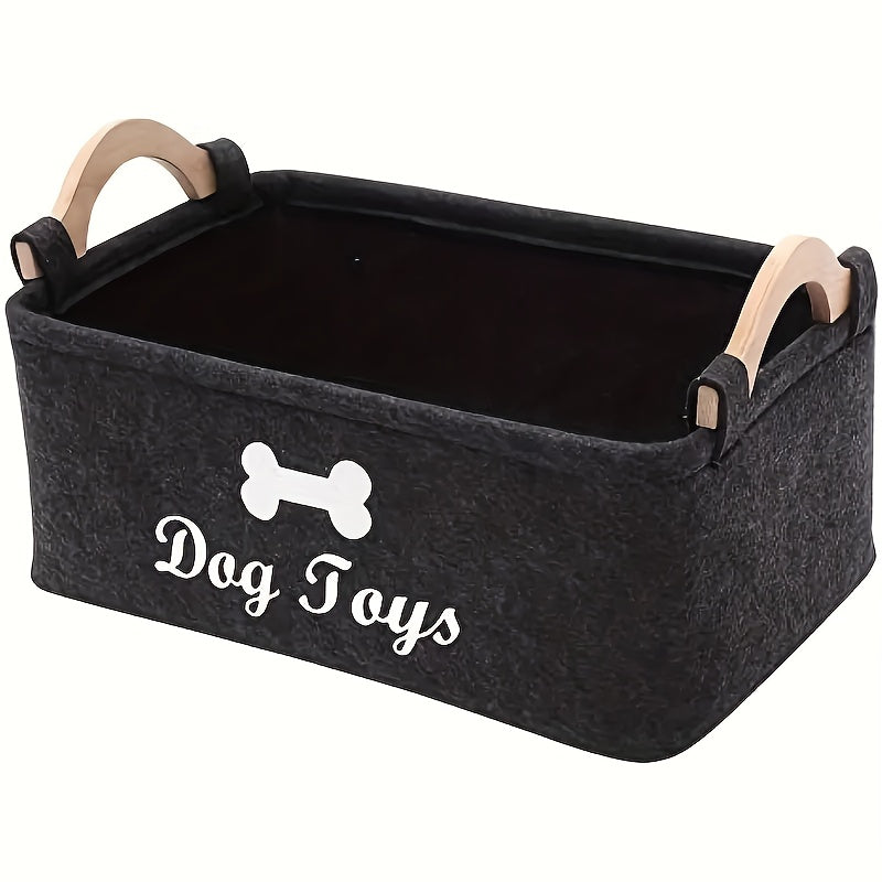 Panier de rangement pliable et résistant en tissu pour jouets pour chiens, avec poignées en bois – motif d'os, diverses couleurs