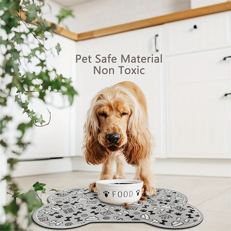 Tapis d'alimentation anti-dérapant à séchage rapide, motif géométrique d'empreintes de pattes pour chiens, pour gamelles d'eau et de nourriture, facile à nettoyer