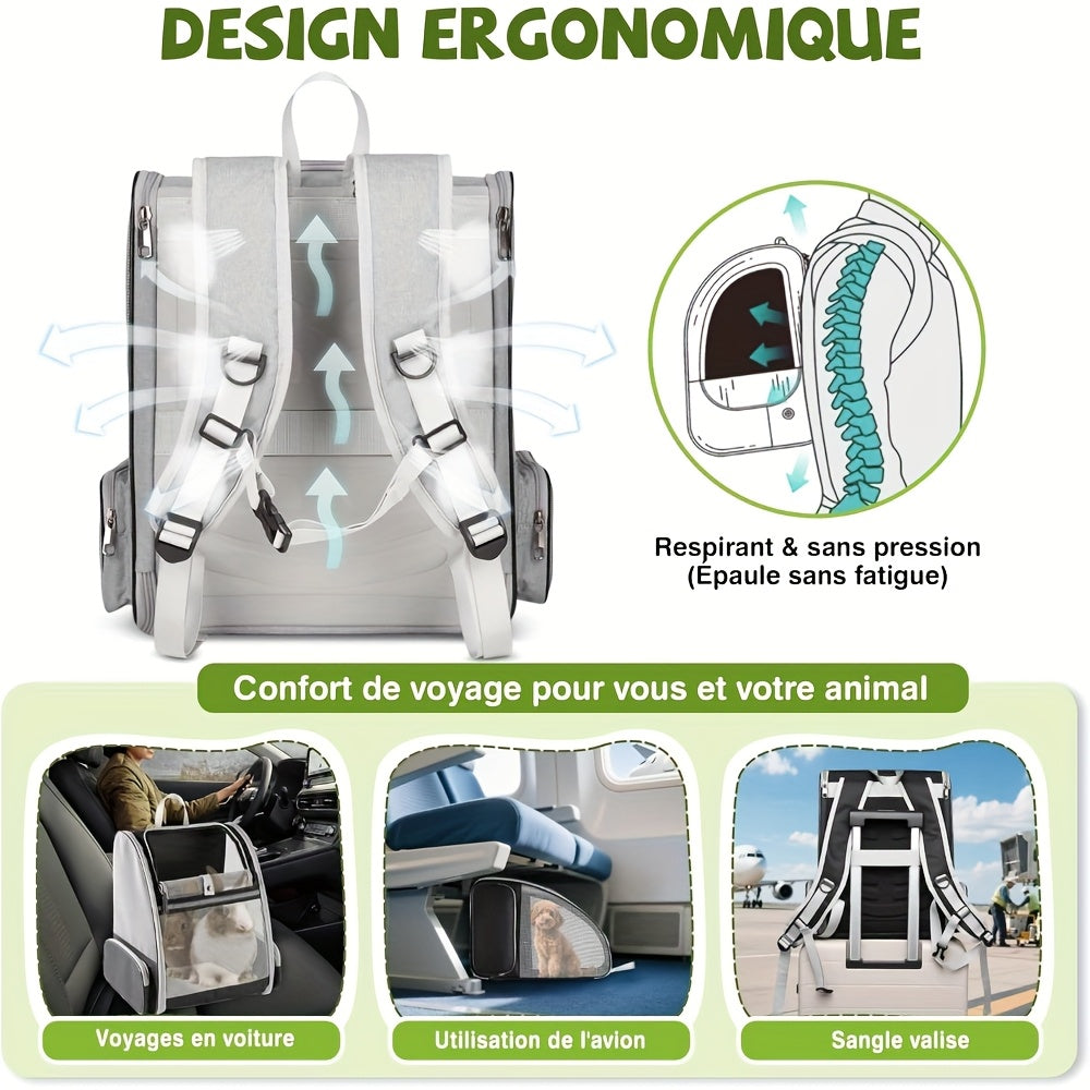 Sac à dos pour chien et chat, conçu en mailles pour une aération et un confort optimal, sac très spacieux, divers coloris