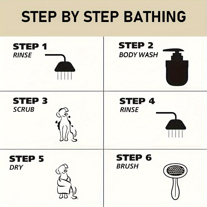 Shampooing pour chien et chat au parfum rafraîchissant, aux propriétés nettoyantes et hydratantes en profondeur, double action soin de la peau et élimination des odeurs, pour une fourrure propre, douce et brillante