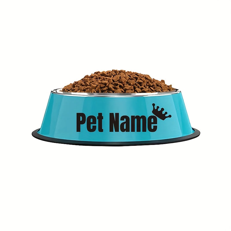 Gamelle personnalisée en acier inoxydable pour chiens et chats - Nom/texte/empreinte de patte et motif os personnalisés, base anti-renversement, diverses couleurs