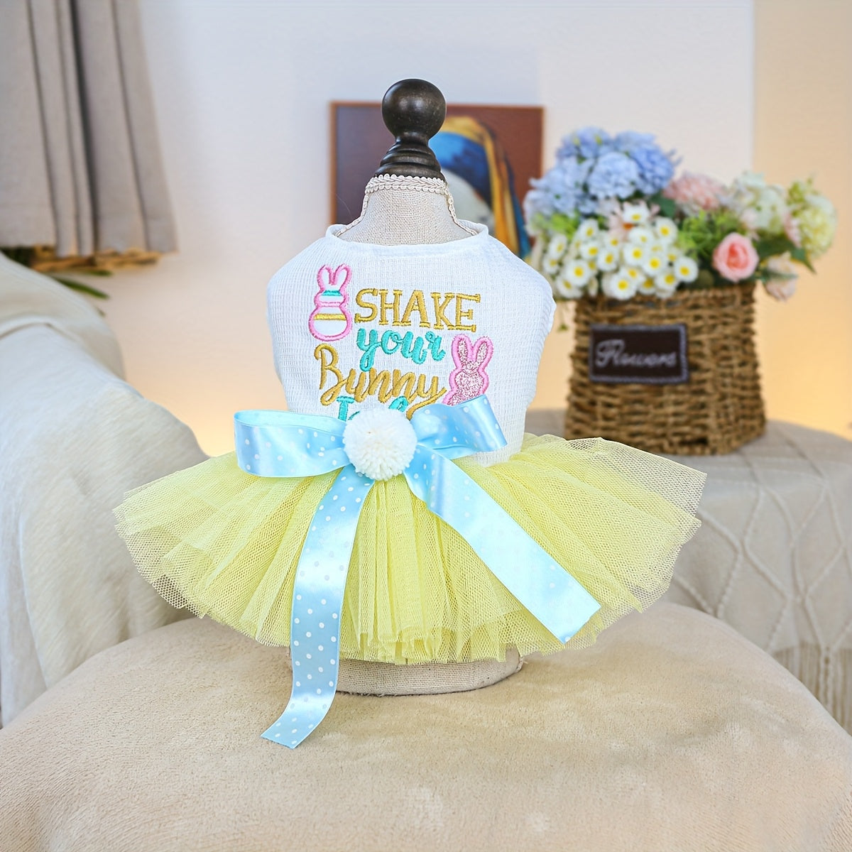 Robe en tulle de lapin de Pâques pour chiens, costume mignon, robe style princesse pour petits chiens