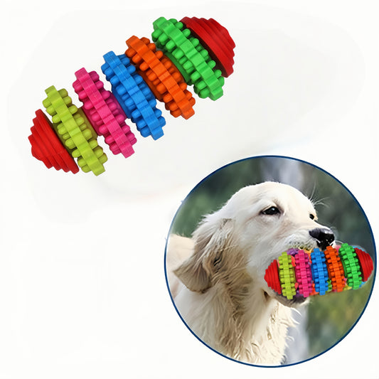 Jouet à mâcher coloré pour chien, nettoie les dents et les protège contre l'accumulation de tartre, anneaux colorés en caoutchouc souple