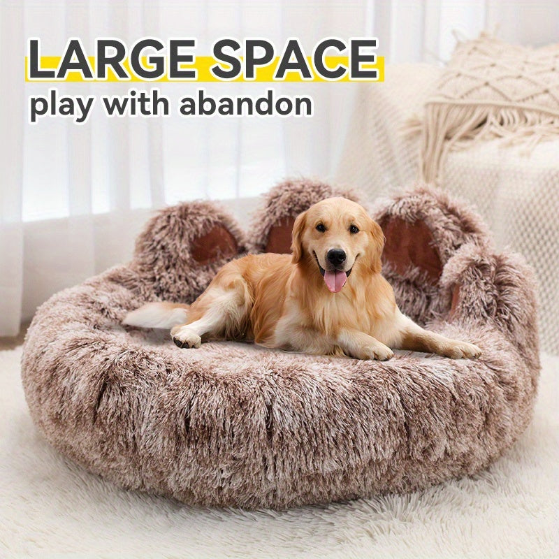 Un lit douillet en forme de patte d'ours adapté aux chiens et aux chats, offrant une solution de couchage douce et confortable pour vos compagnons à quatre pattes, diverses couleurs