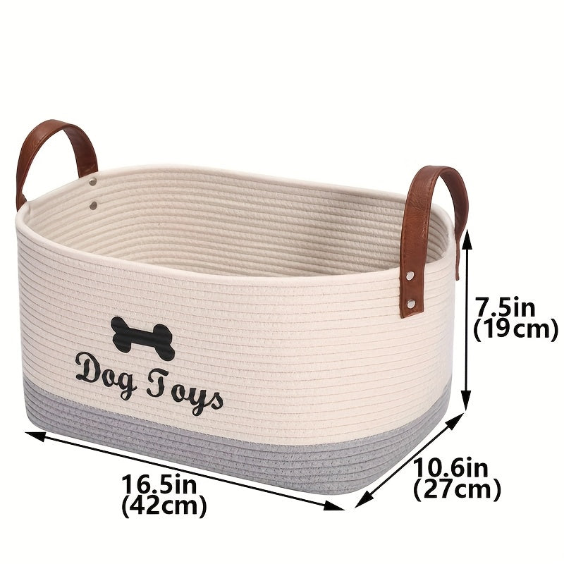 Grand panier de rangement pour jouets pour chiens - 41,91 cm x 26,92 cm x 19,05 cm, beige