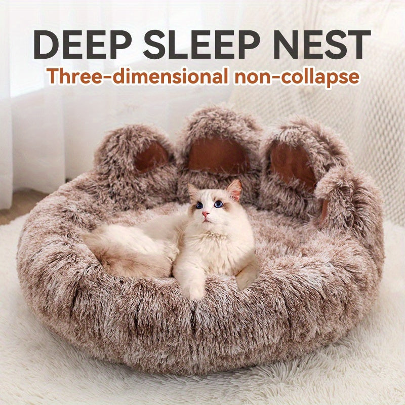 Un lit douillet en forme de patte d'ours adapté aux chiens et aux chats, offrant une solution de couchage douce et confortable pour vos compagnons à quatre pattes, diverses couleurs